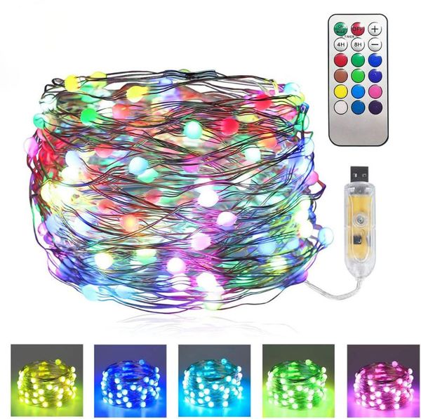 

strings 5m/10m/20m color changing copper wire string lights usb power waterproof rgb rgbw led christmas for bedroom wedding party