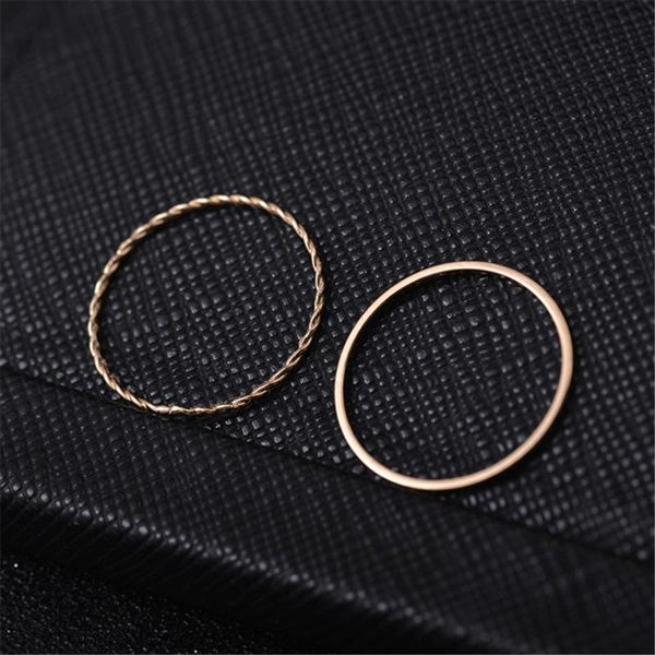 

wedding rings metal plating twist geometry 2 piece set ring temperament simple joint women female japanese and korean fine tail, Slivery;golden
