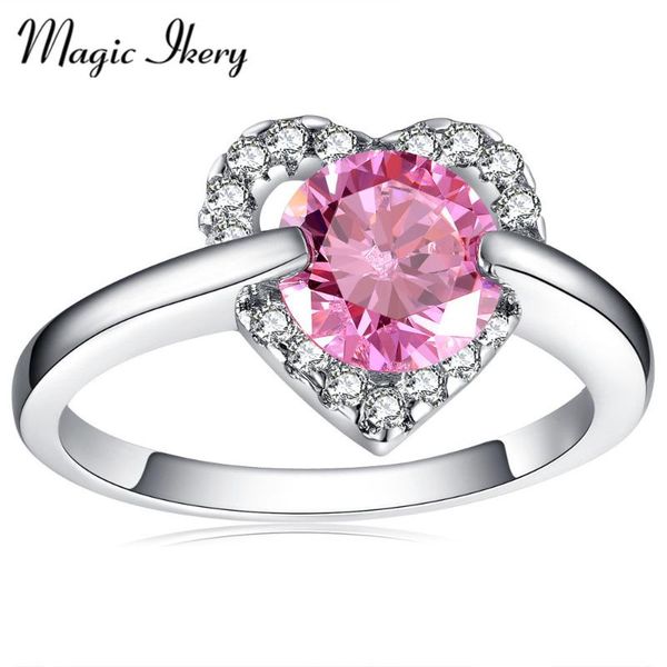 

wedding rings magic ikery selling heart ring with cz crystal zircon for women engagement bridal fashion jewelry mmr36, Slivery;golden