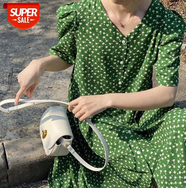 

zhi chenxi, great beauty green floral dress retro french style slimming bellflower skirt female 1765 #ro3b, Black;gray