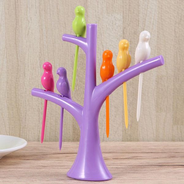 

forks 3 sets of bird shaped fruit picks sandwich plastic cake toothpicks
