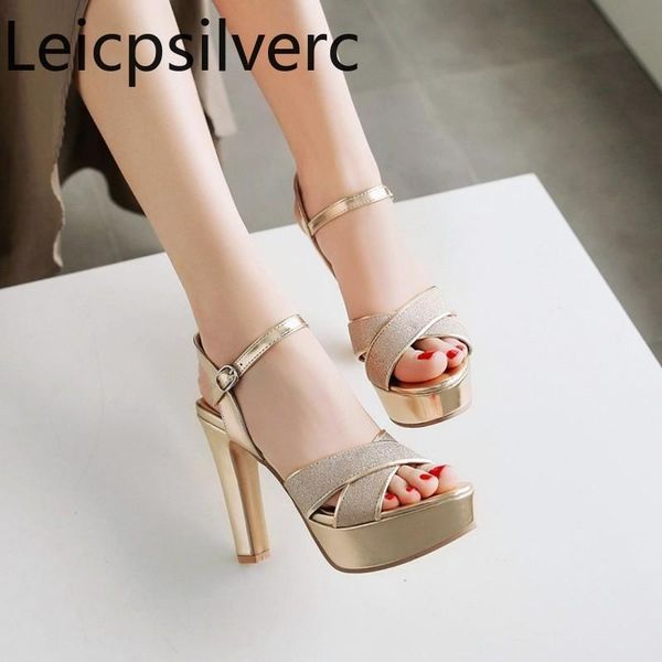 

spring and summer rome high heel sandals womens open toe sequin thick waterproof platform women's shoes plus size 34-43, Black