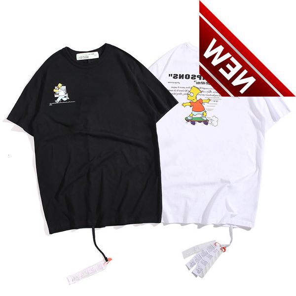 

summer off tide 2021 cartoon character casual loose short sleeve t-shirt, White;black