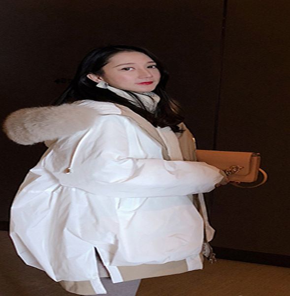 

women's winter down jacket over the knee white eiderdown fashion warm trend, Black