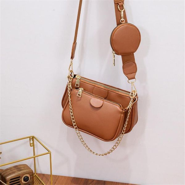 

evening bags fashion solid color pu leather women shoulder bag casual crossbody messenger handbags totes 3 sets purse