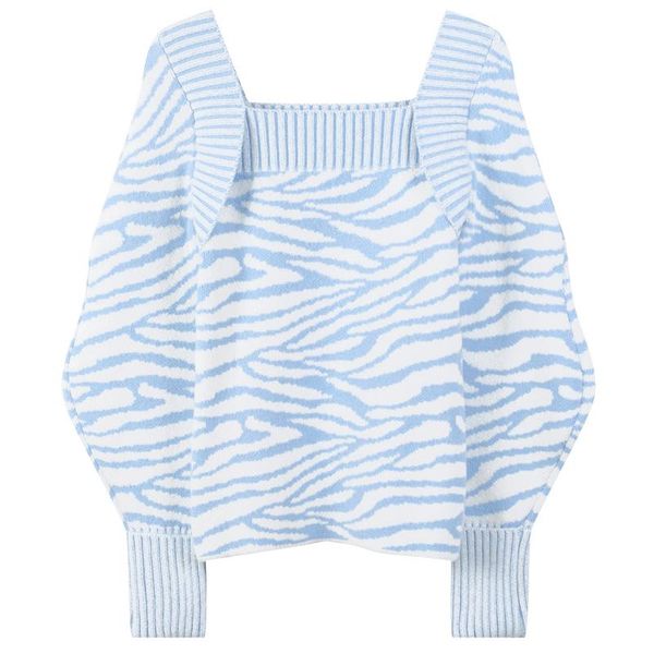 

women's sweaters runway knitted pullovers sweater women autumn winter chic female wave striped streetwear party puff sleeve ladies jump, White;black