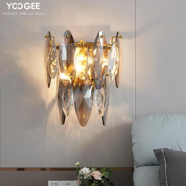 

wall lamp yoogee modern kitchen light corridor led indoor lighting gray crystal living room sconces lights home decor