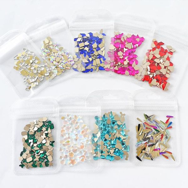 

nail art decorations 100pcs/bag flatback ab white colorful rhinestones 3d glitter charms mix-shap manicure stones diy designs jz-zd, Silver;gold