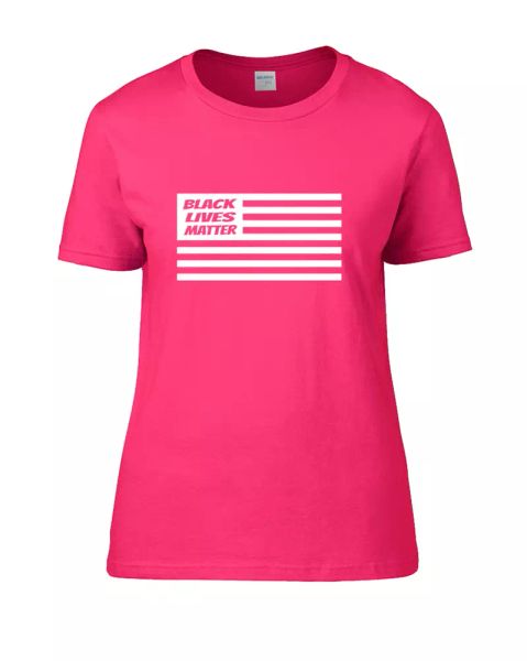 

black lives matter us star and stripes flag (blm) women's t-shirt, White;black