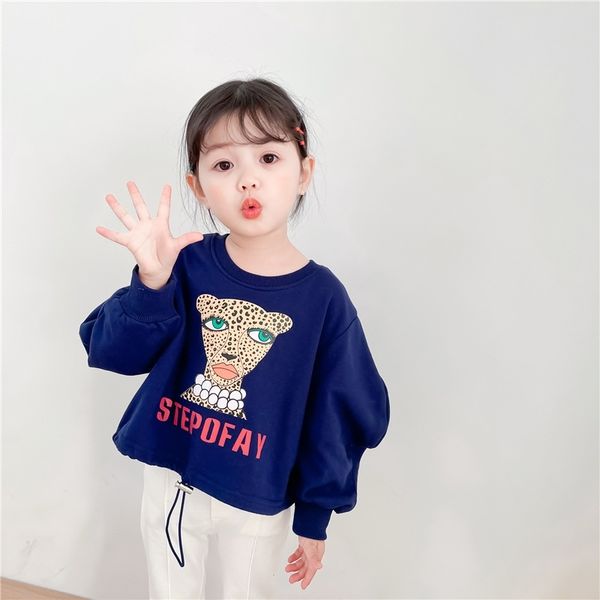 

spring arrival girls fashion cartoon printed t shirt kids 210528, Blue