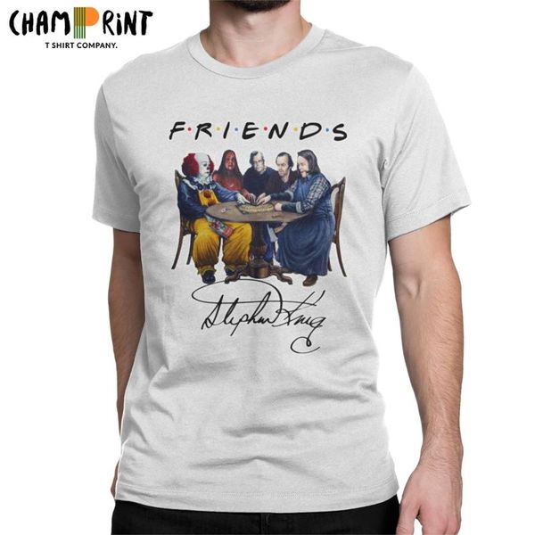 

men's t-shirts stephen king friends halloween horror team for men fashion cotton tees o neck short sleeve t shirts clothing, White;black