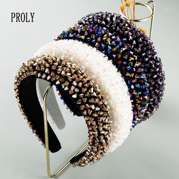 

fashion women headband wide side luxurious baroque hair accessories full crystal rhinestone hairband wedding headwear1