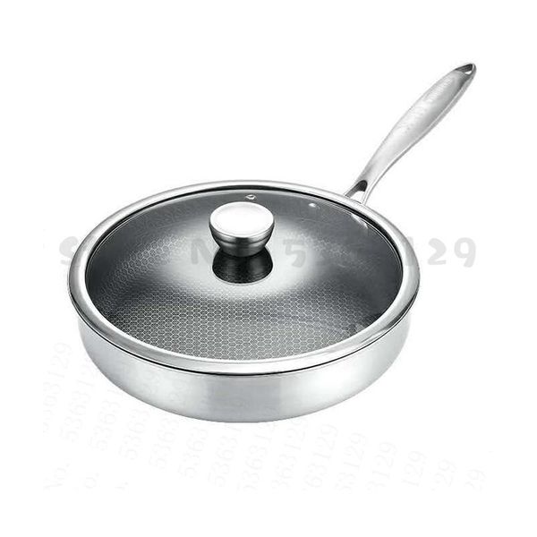 

pans 304 grade stainless steel multifunctional frying pan pot wok three-layer skillet griddle cooking grill smokeless cookware