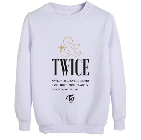 

women's hoodies & sweatshirts kpop twice &twice same all member names printing o neck fleece pullover loose sweatshirt 5 colors, Black