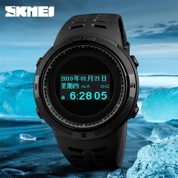

wristwatches skmei outdoor compass watch men sport digital mens chrono 2 time male watches date week hour relogio masculino 1360, Slivery;brown