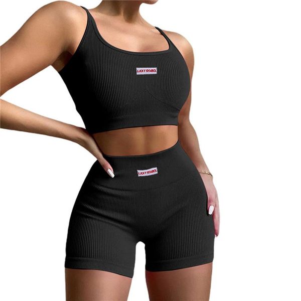 

women's tracksuits summer women 2 piece clothes set casual solid color two outfits u-shaped collar sleeveless crop and shorts streetwe, Gray