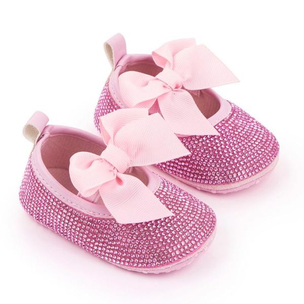 

baby girl rhinestone soft sole bowknot princess shoes spring autumn toddler casual anti-slip walking 0-12m first walkers