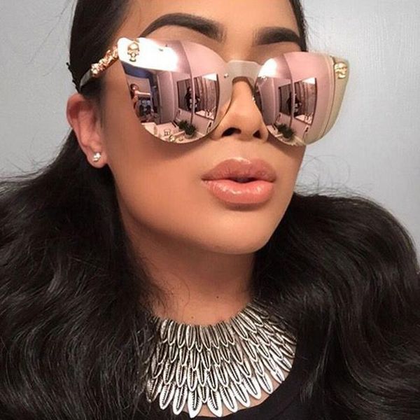 

sunglasses rose gold skull oversize women brand designer big frame sun glasses for female ladies eyewear, White;black