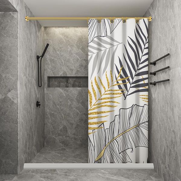 

shower curtains luxury leaves curtain polyester waterproof bathroom sets rod douchegordijn accessories