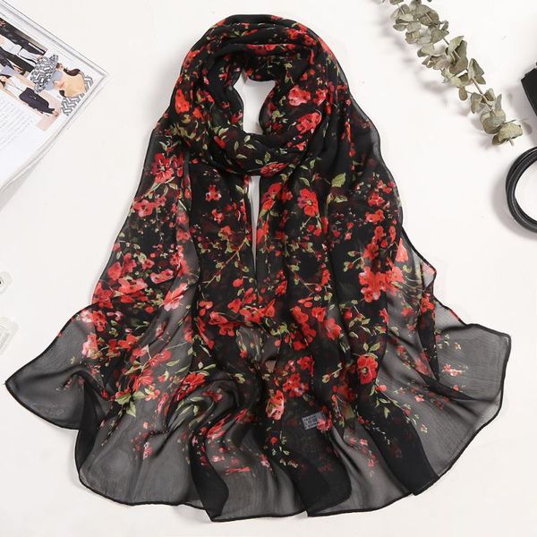 

scarves chiffon cold fragrant plum sunscreen silk scarf han version beach towel wholesale long lady thin decoration gift, Blue;gray