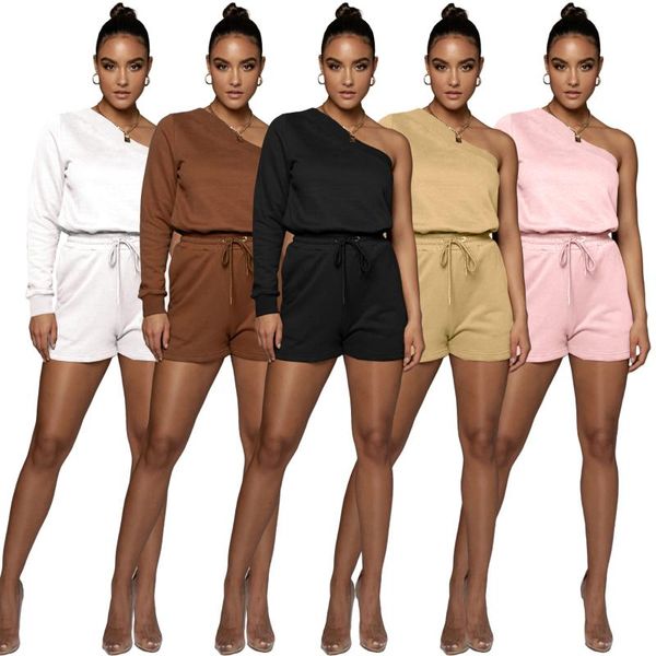 

women's tracksuits 51f157 summer women casual fashion solid irregular hoodie drawstring shorts two piece set tracksuit sweatsuit outfit, Gray