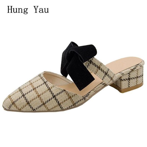 

dress shoes woman sandals slippers summer wedges pumps high heels slip on fashion butterfly-knot pointed toe gingham women, Black