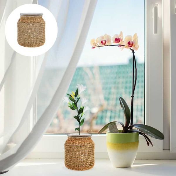

vases 1pc hand-woven vase adornment deskflower container artistic craft khaki