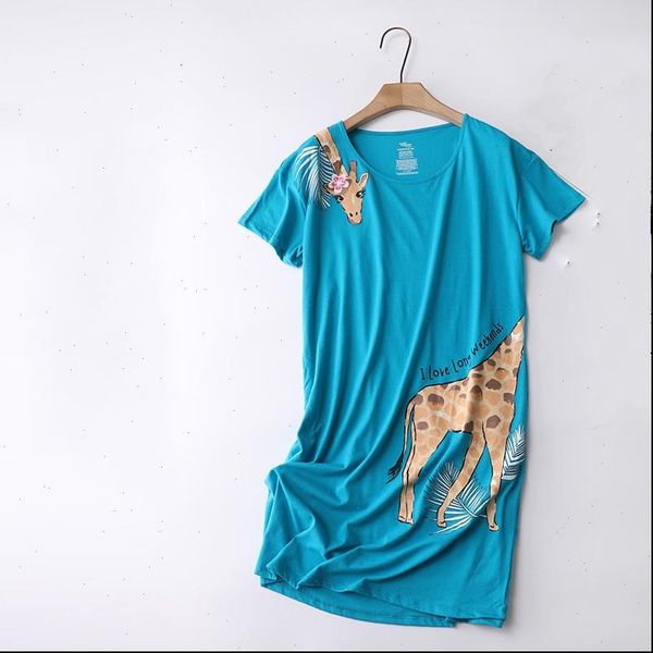 

summer casual loosen cartoon nighty women sleepwear dress cotton nightgown short sleeve round collar sleepshirt, Black;red