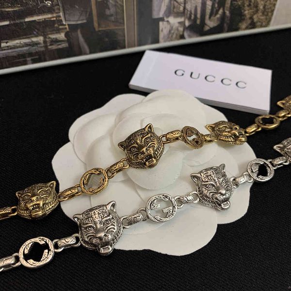 

new worn tiger head bracelet double letter net red women's brass black friday deals, Golden;silver