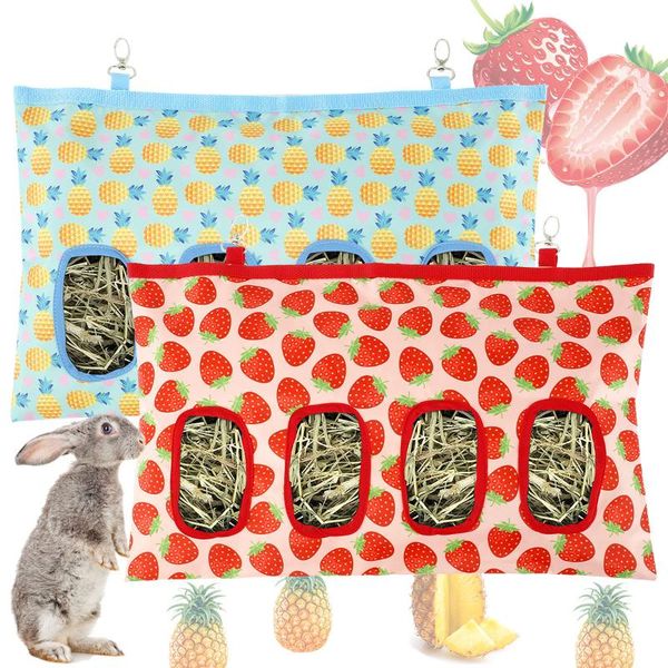 

chair covers 2pcs hay bag 4 holes hanging pouch feeder holder feeding dispenser container for guinea pig small animals pet