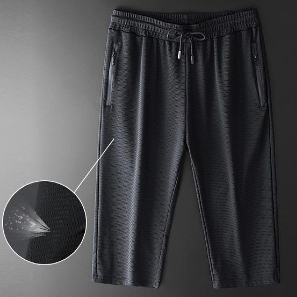

running shorts men sport jogging fitness racing 3/4 zipper pocket sweatpants hiking basketball sports trousers, Black;blue