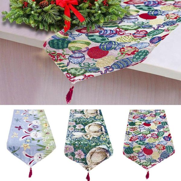 

table cloth easter printing runner tablecloth embroidery cotton blend eggs home decoration