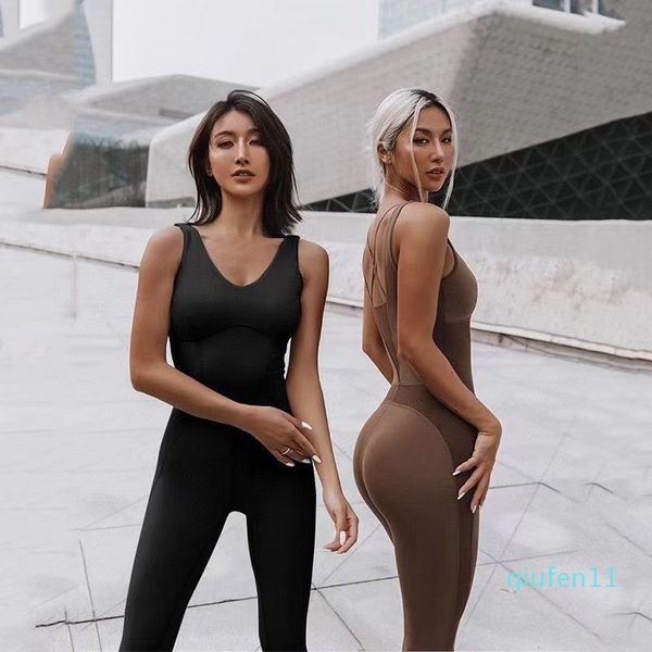 

tracksuits one piece sport clothing backless suit workout tracksuit for women tight dance sportswear gym female set, Gray