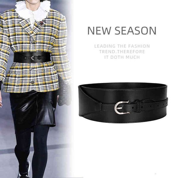 

waist decorati belts buckles first layer seal with skirt coat leather women's simple wide fashion versatile straight, Black;brown