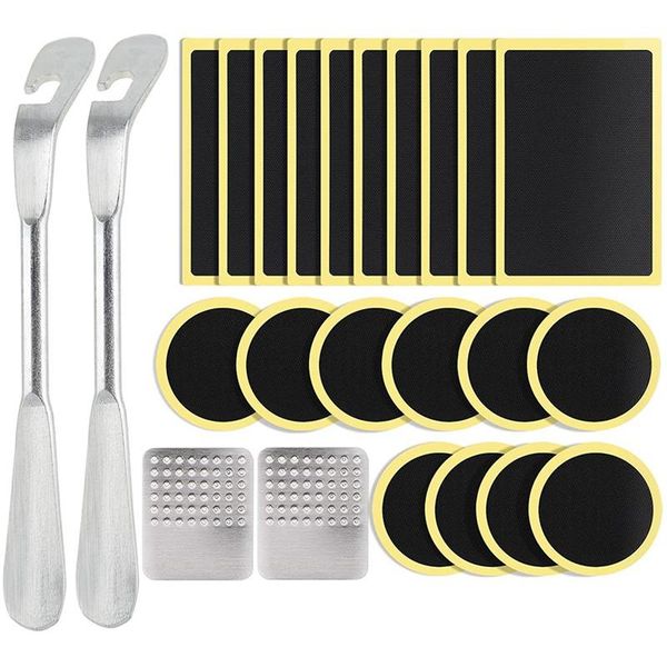 

tools bicycle tire repair kit patch, iron spoon no glue self-adhesive patch with metal file for