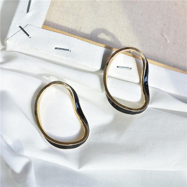

trendy fashion style black alloy irregularity round drop earrings earring for women big simple ring jewelry ear dangle & chandelier, Silver
