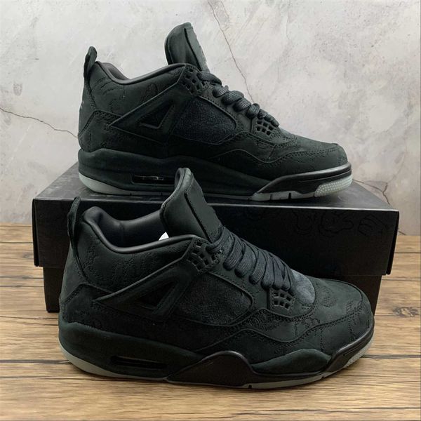 

classical kaws 4 iv basketball shoes jumpman 4s black suede sports sneakers size