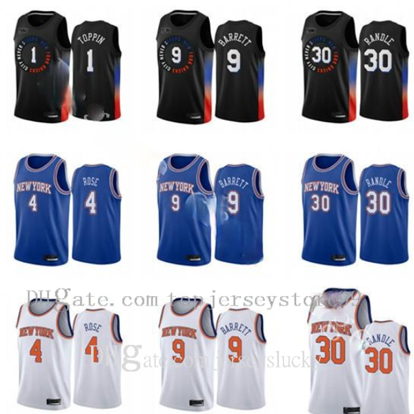 

vintage basketball jersey obi in rj 9 barrett derrick rose julius randle new style men black city 2020-21 swingman edition breathable size s, Black;red
