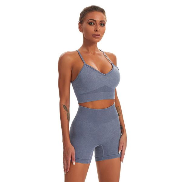 

yoga outfit women sportswear tracksuit bra shorts 2 piece fitness workout running sling vest set gym clothing sports suits