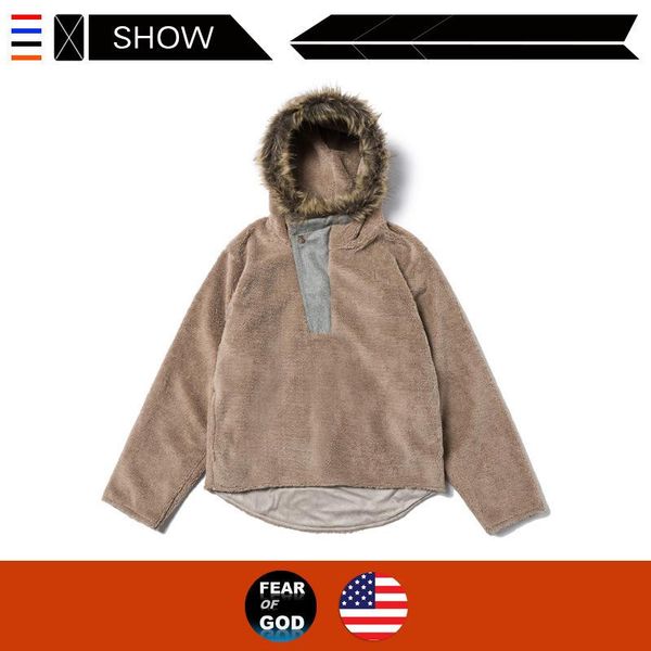 

feel of god season 6 high street fall and winter plush pullover jacket fog wool collar hooded men's hoodies & sweatshirts, Black