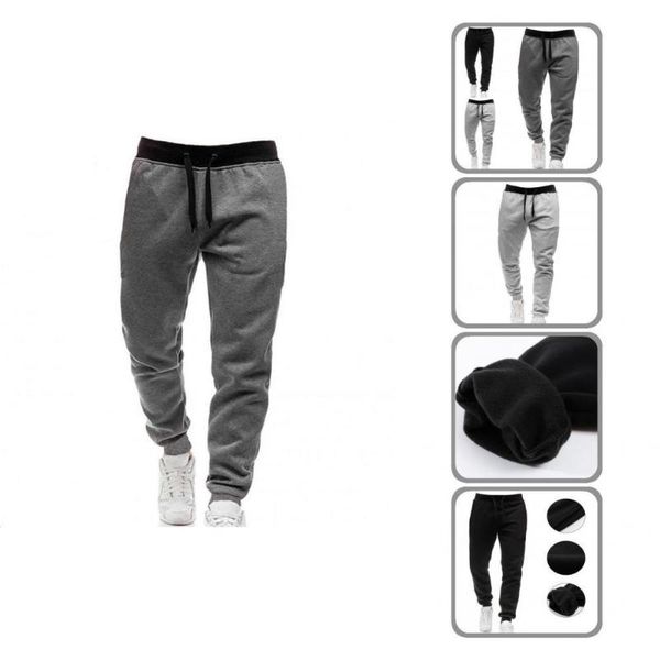 

men's pants trousers male sweatpants bottoms patchwork stylish thicken warm, Black