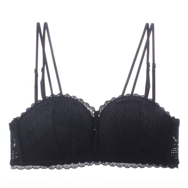 

ir1 changhuotong women's underwear shoulder strap 2021strapless gathered bra lace no steel ring women's underwear bra medium thick, Red;black