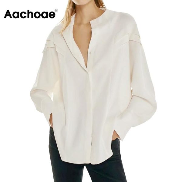 

women's blouses & shirts aachoae chic women o neck white shirt blouse loose casual ruffles ladies office long sleeve tunic blusas muje