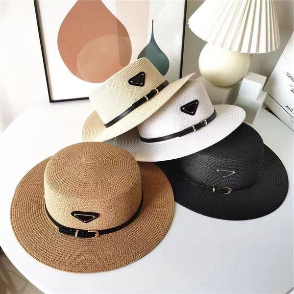 

luxury straw hat for men women the same travel sunscreen belt buckle sun sunshade 14 models can be selected, Blue;gray