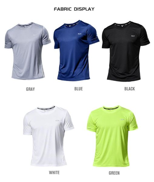 

running jerseys zk20 multicolor quick dry short sleeve sport t shirt gym fitness t-shirt men's breathable sportswear, Black;blue