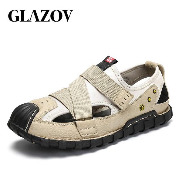 

sandals 2021 summer flip flop men breathable leather man flats fashion casual beach men's shoes plus size 39-48, Black