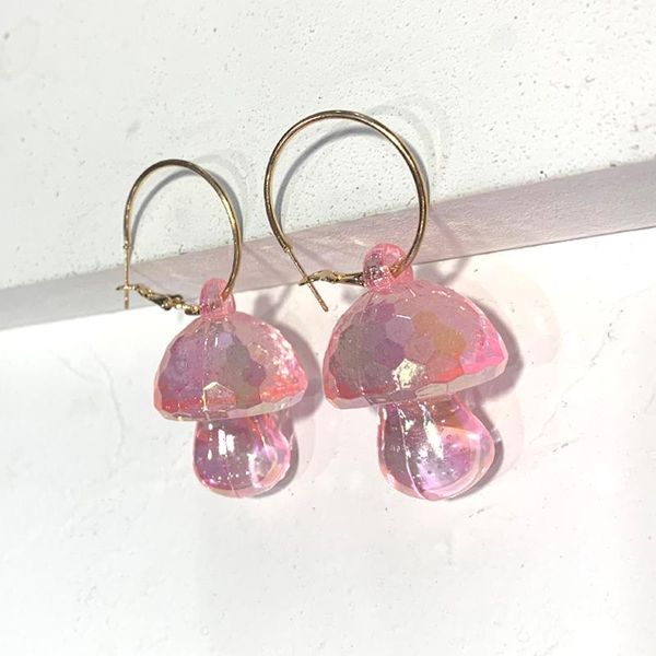 

dangle & chandelier y2k jewelry pink shiny mushroom earrings for women cartoon cute harajuku vintage charm 90s aesthetic gifts 2021, Silver