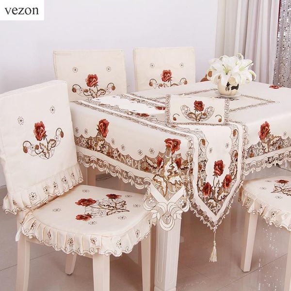 Taça de mesa Vezon Bordado elegante e elegante toque de mesa floral