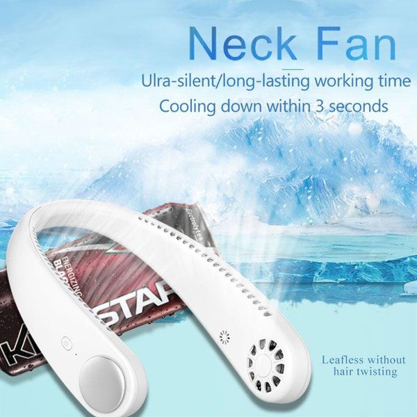 

electric fans wouwon mini neck fan portable bladeless usb rechargeable mute sports for outdoor ventilador portatil abanicos cooling
