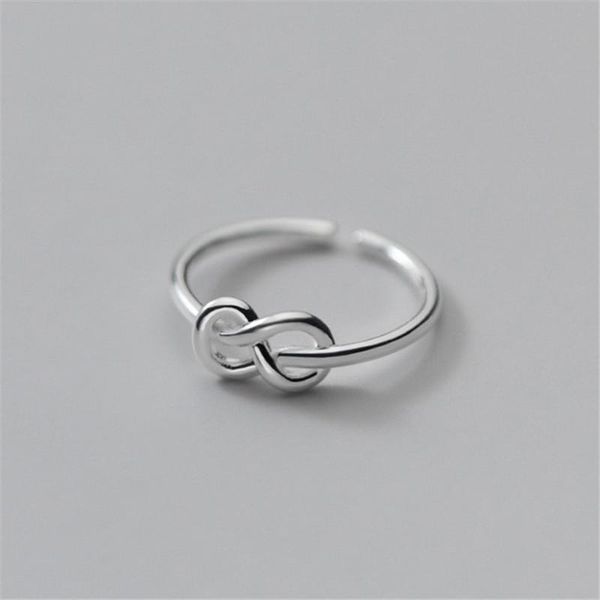 

cluster rings fashion 925 sterling silver ring simple style personality knot line temperament opening jewelry for women girls, Golden;silver